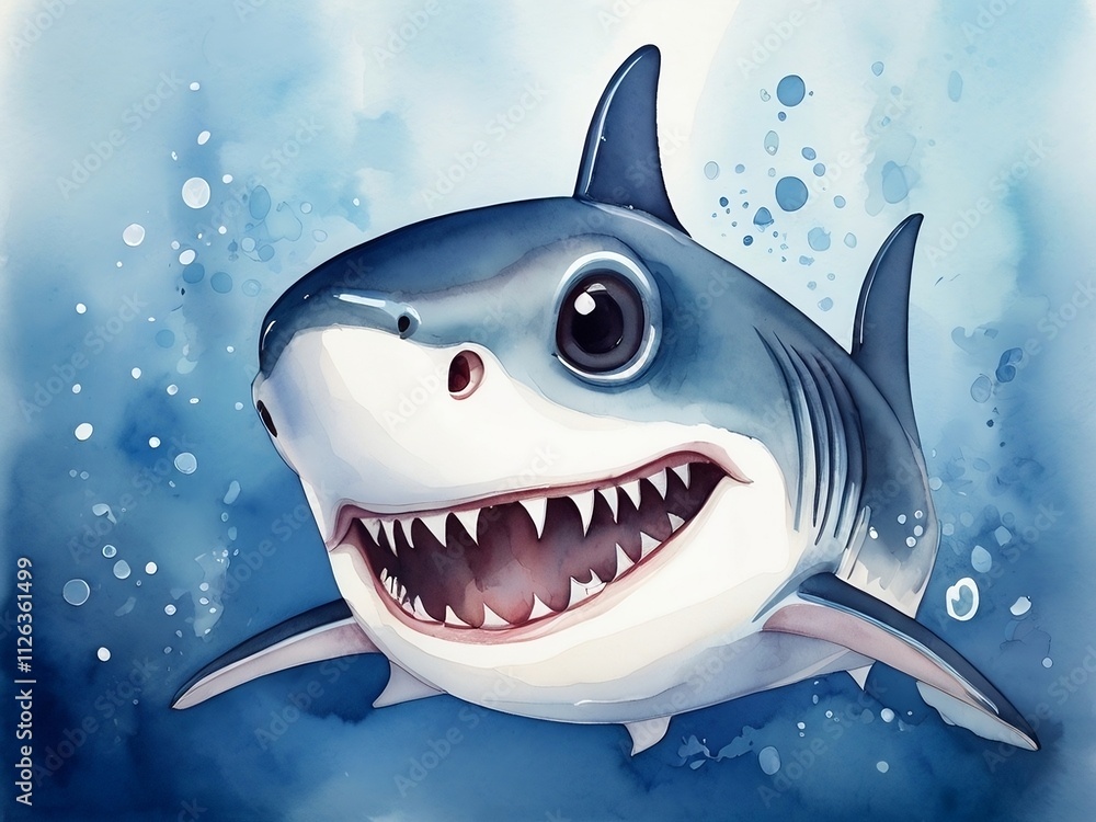 cutie shark art painting by watercolor cutie shark art painting by watercolor