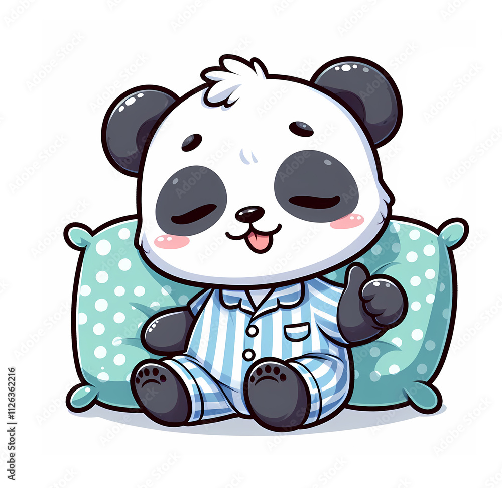 Naklejka premium Adorable Cartoon Sleeping fox in Cozy striped Pajamas