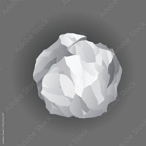 Crumpled paper balls icon. Mistake in document or realistic wrinkled page. Realistic garbage, bad idea symbol. Crushed paper after brainstorming. Vector illustration isolated on gray background