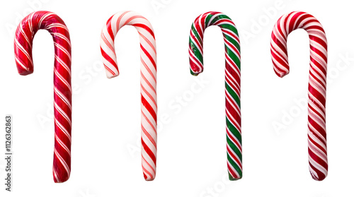 Colection of Striped christmass candy cane in different and unique style isolated