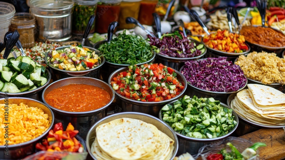 Delicious Street Food Wraps with Vegetables and Sauce Delicious Street Food Wraps with Vegetables and Sauce