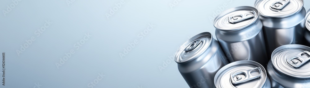Collection of soda cans, refreshing beverages ready to quench your thirst on hot summer day Collection of soda cans, refreshing beverages ready to quench your thirst on hot summer day