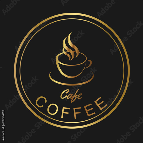 Coffee cup logo. Black coffee shop label. Vector coffee logo  