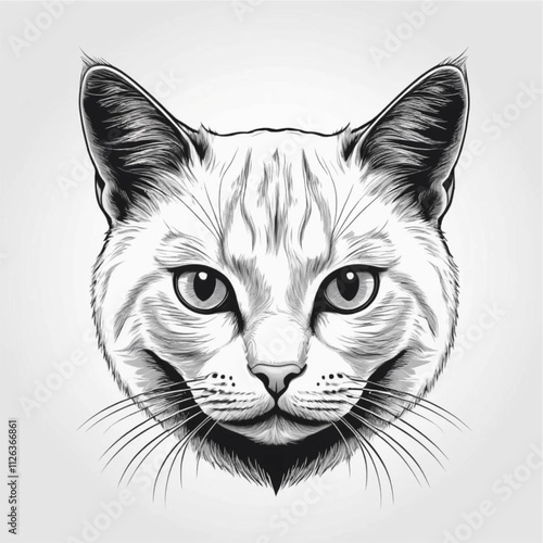 vector illustration of a cat with black lines on a white background