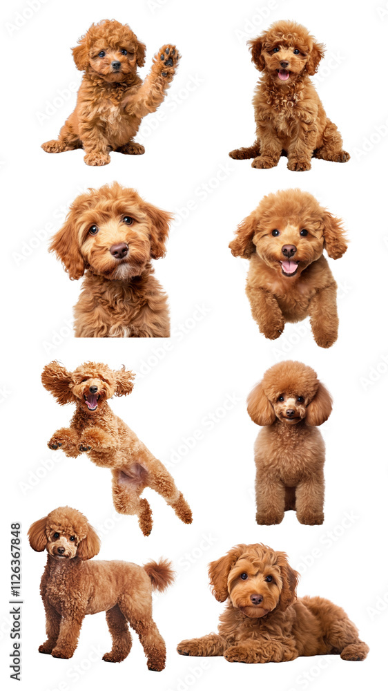 Fototapeta premium Cute Poodle dog png element set, transparent background