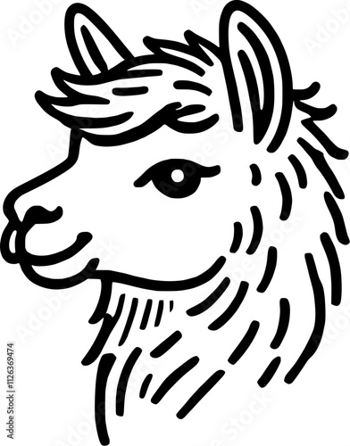 alpaca, lama, animal, camel, illustration, vector, face, detailed strokes, logo, pictogram