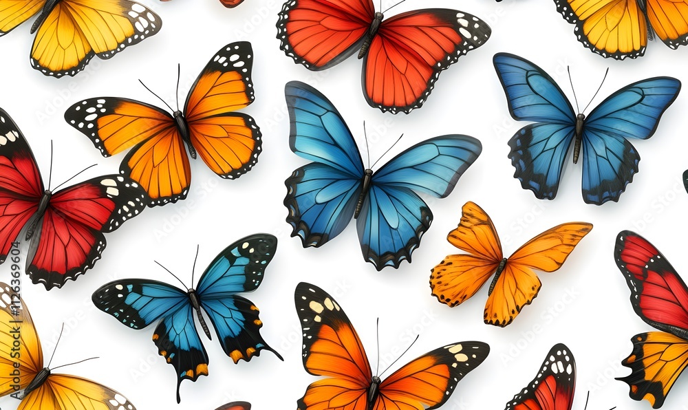 Obraz premium assorted colored butterflies illustration, Generative AI 