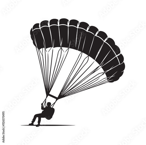 Parachutist in flight silhouette vector illustration