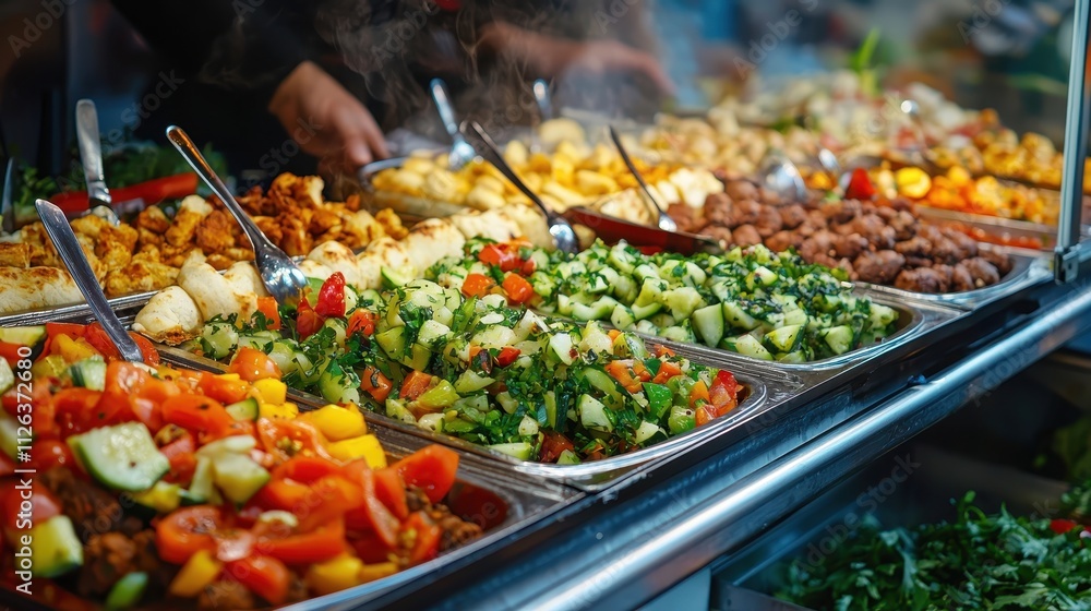 Obraz premium Street Food with Fresh Falafel and Pita Bread