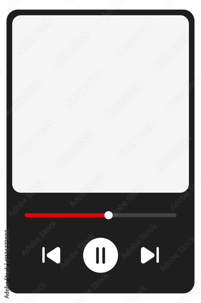 Music media player. Media player concept with play button, volume, rewind, forward. Vector illustration Music media player. Media player concept with play button, volume, rewind, forward. Vector illustration