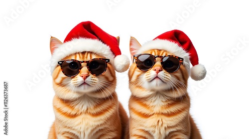 Christmas Cool Cats: Festive felines rockin' shades & Santa hats!  Prepare for purrfect holiday cheer! photo