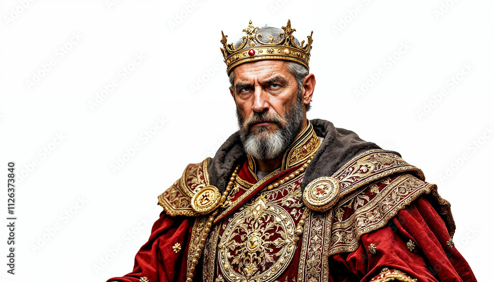 Obraz premium A majestic portrait of a Byzantine emperor in regal attire, exuding authority and wisdom.