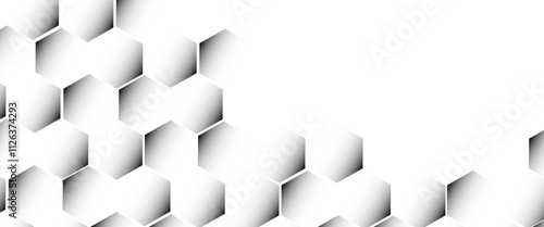 Vector hexagons pattern. Vector illustration geometry science and technology cover web white honeycomb texture.