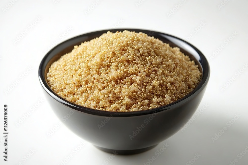 Bowl of raw quinoa grains on white surface Bowl of raw quinoa grains on white surface