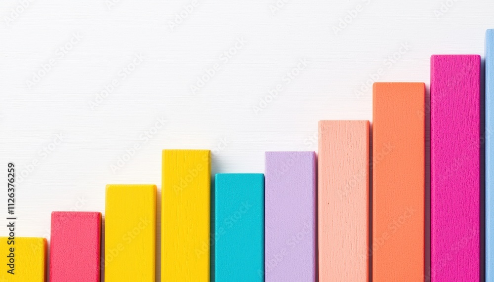A colorful bar graph displaying increasing values, showcasing growth or progress in a visually appealing manner. A colorful bar graph displaying increasing values, showcasing growth or progress in a visually appealing manner.