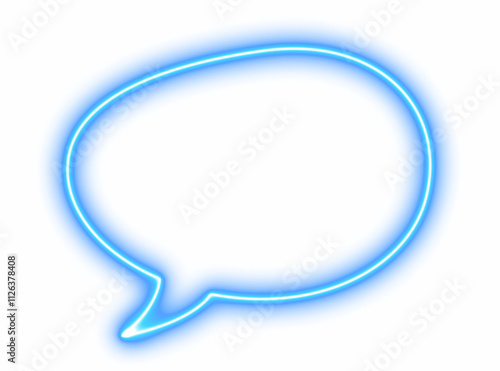 blue neon chat bubble, speech bubble symbol on a transparent background