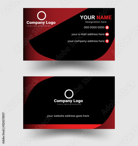 Modern shape Red and Black double sided business card inspiration - creative and clean business card template. Designed for business and corporate concept. Vector illustration