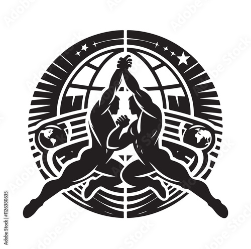 Wrestling logo silhouette vector illustration