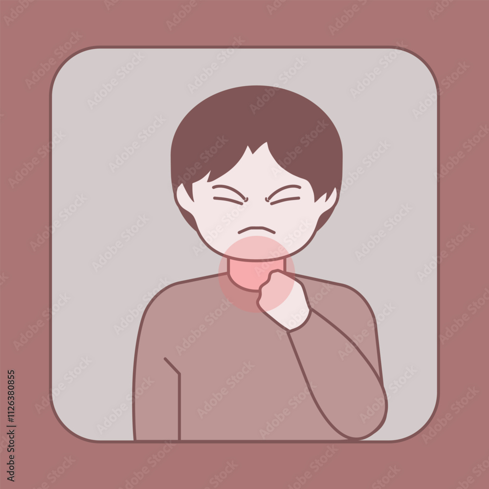 Sore throat, cold, tonsillitis, sore throat illustration Sore throat, cold, tonsillitis, sore throat illustration