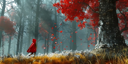 The Tale of Little Red Riding Hood Captures the Essence of Adventure and Caution, Featuring a Classic Story of a Brave Girl and the Big Bad Wolf