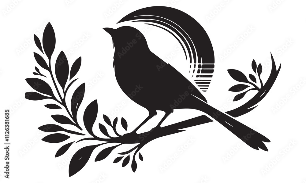 Black crow silhouette perched on a bare winter branch, vector illustration Black crow silhouette perched on a bare winter branch, vector illustration