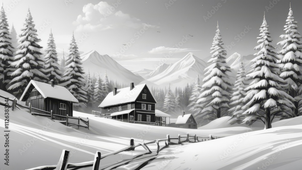 Fototapeta premium winter landscape with snow covered mountains