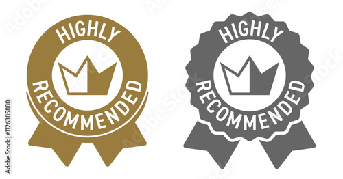 Highly Recommended label - award with ribbon and crown