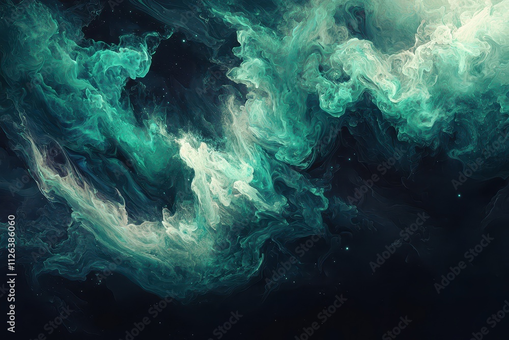 Ethereal Green and Black Ink Swirl on White Background Fluid Abstract Art with Dynamic Texture and Movement Ethereal Green and Black Ink Swirl on White Background Fluid Abstract Art with Dynamic Texture and Movement