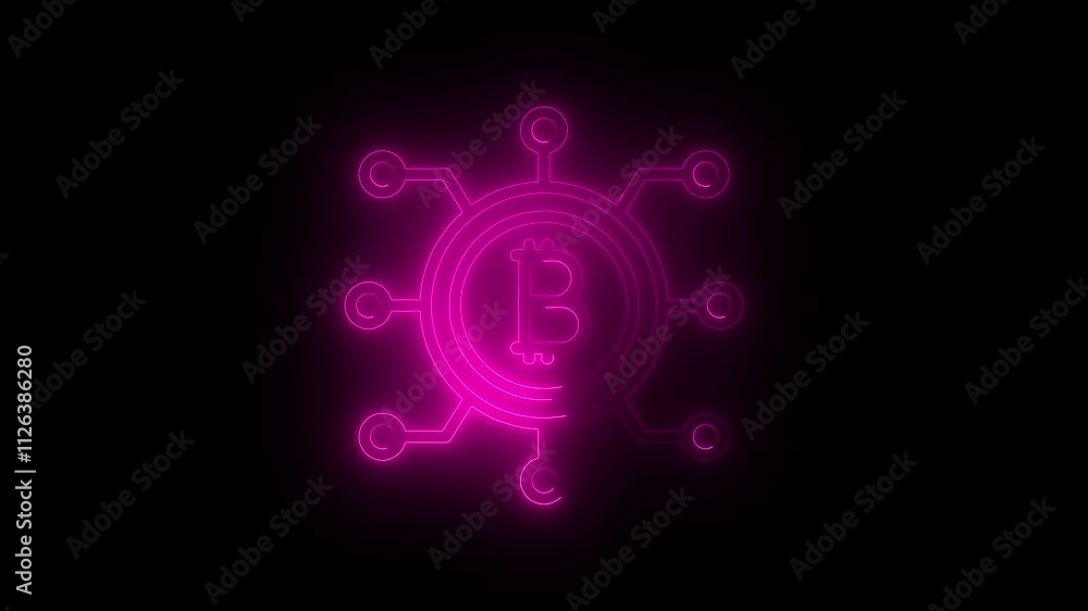 Bit coin icon animated on black background. Bit coin icon animated on black background.