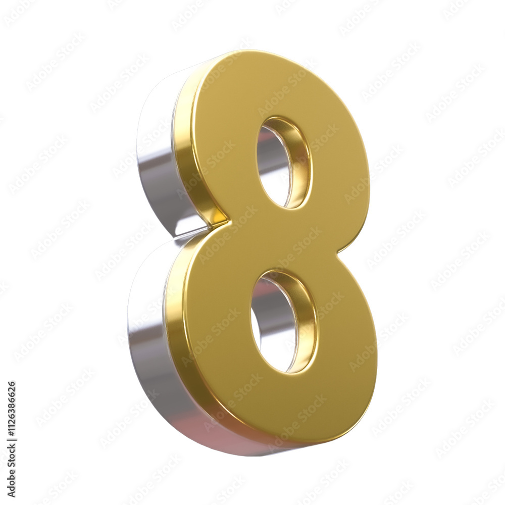 Golden number 8 3d rendering Golden number 8 3d rendering