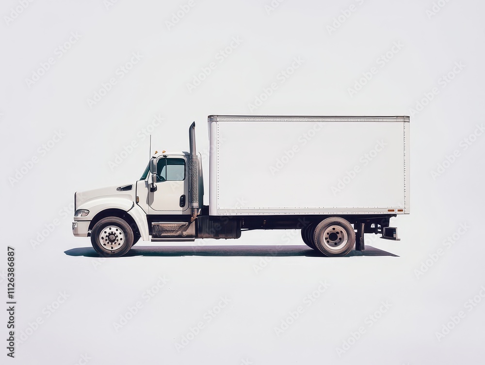 Modern Delivery Truck Side View on White Background Reliable Commercial Vehicle for Freight and Logistics Modern Delivery Truck Side View on White Background Reliable Commercial Vehicle for Freight and Logistics