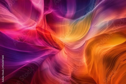 A colorful, abstract painting with a lot of curves and swirls