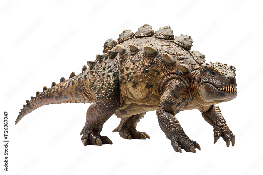 Fototapeta premium Sturdy Ankylosaurus Dinosaur with Powerful Clubbed Tail Isolated on Transparent Background