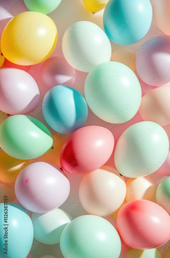 A bunch of colorful balloons in various shades of green, yellow, and pink A bunch of colorful balloons in various shades of green, yellow, and pink