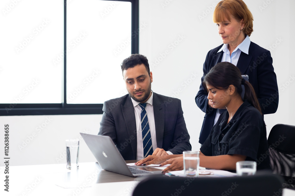 Business meeting - Group of friends meeting at home. Diverse business people asian woman and caucasian man discussion in corporate meeting at conference room Business meeting - Group of friends meeting at home. Diverse business people asian woman and caucasian man discussion in corporate meeting at conference room
