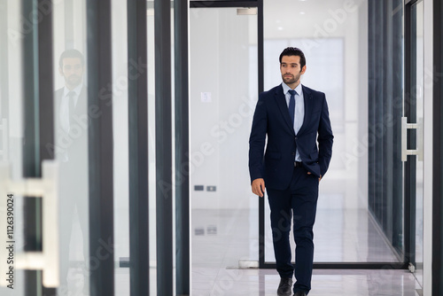 Wallpaper Mural Portrait of Confident successful business people woking in office. rich confident business man owner in office. Torontodigital.ca
