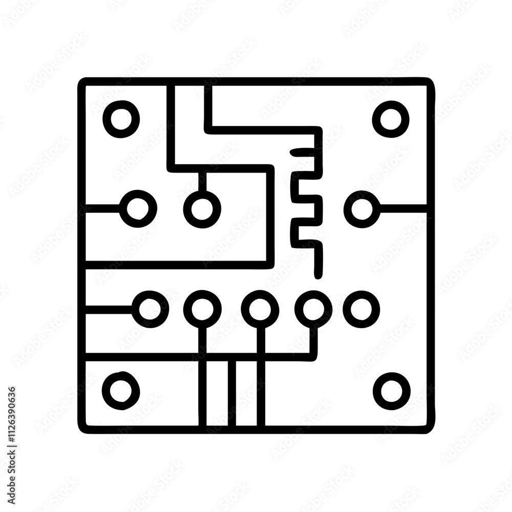 circuitboard icon, technology vector icon, electronic vector illustration - black outline icon of circuitboard symbolizing technology, electronic, and evolution in simple design. circuitboard icon, technology vector icon, electronic vector illustration - black outline icon of circuitboard symbolizing technology, electronic, and evolution in simple design.