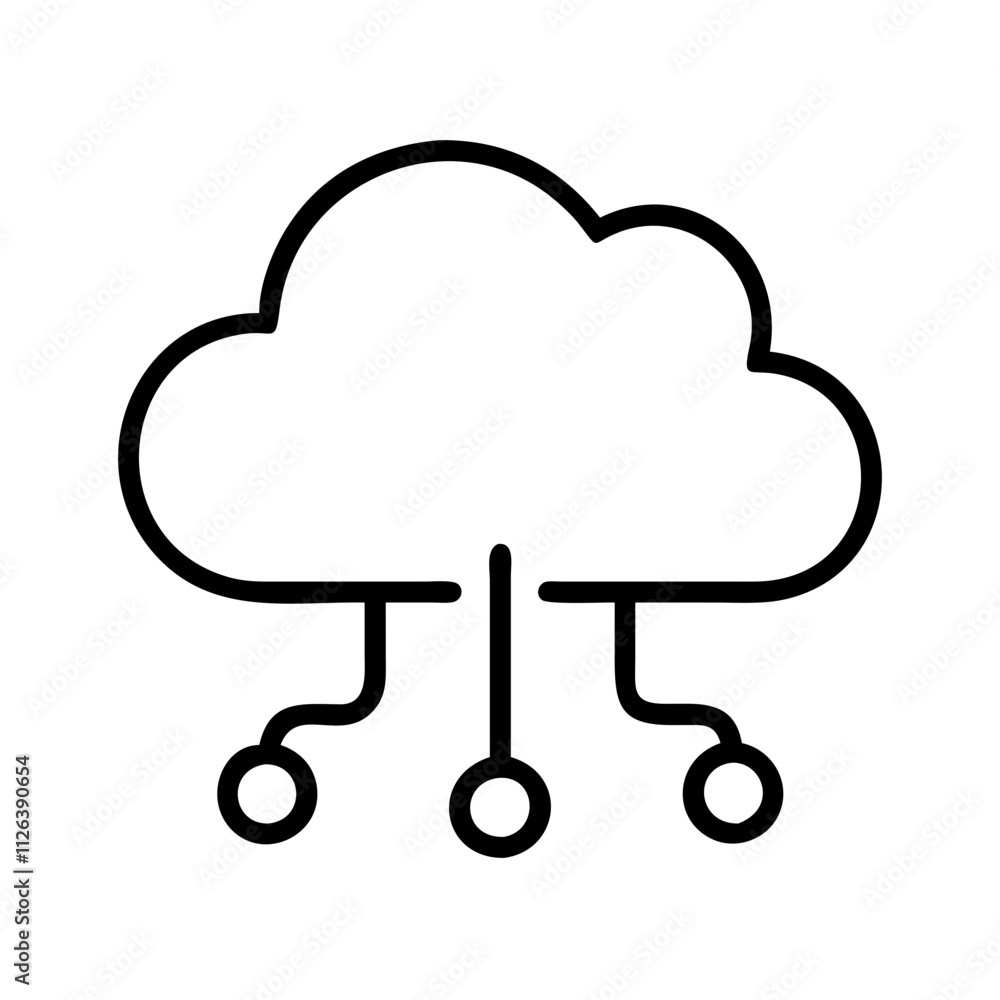 cloud icon, technology vector icon, electronic vector illustration - black outline icon of cloud symbolizing technology, electronic, and evolution in simple design. cloud icon, technology vector icon, electronic vector illustration - black outline icon of cloud symbolizing technology, electronic, and evolution in simple design.