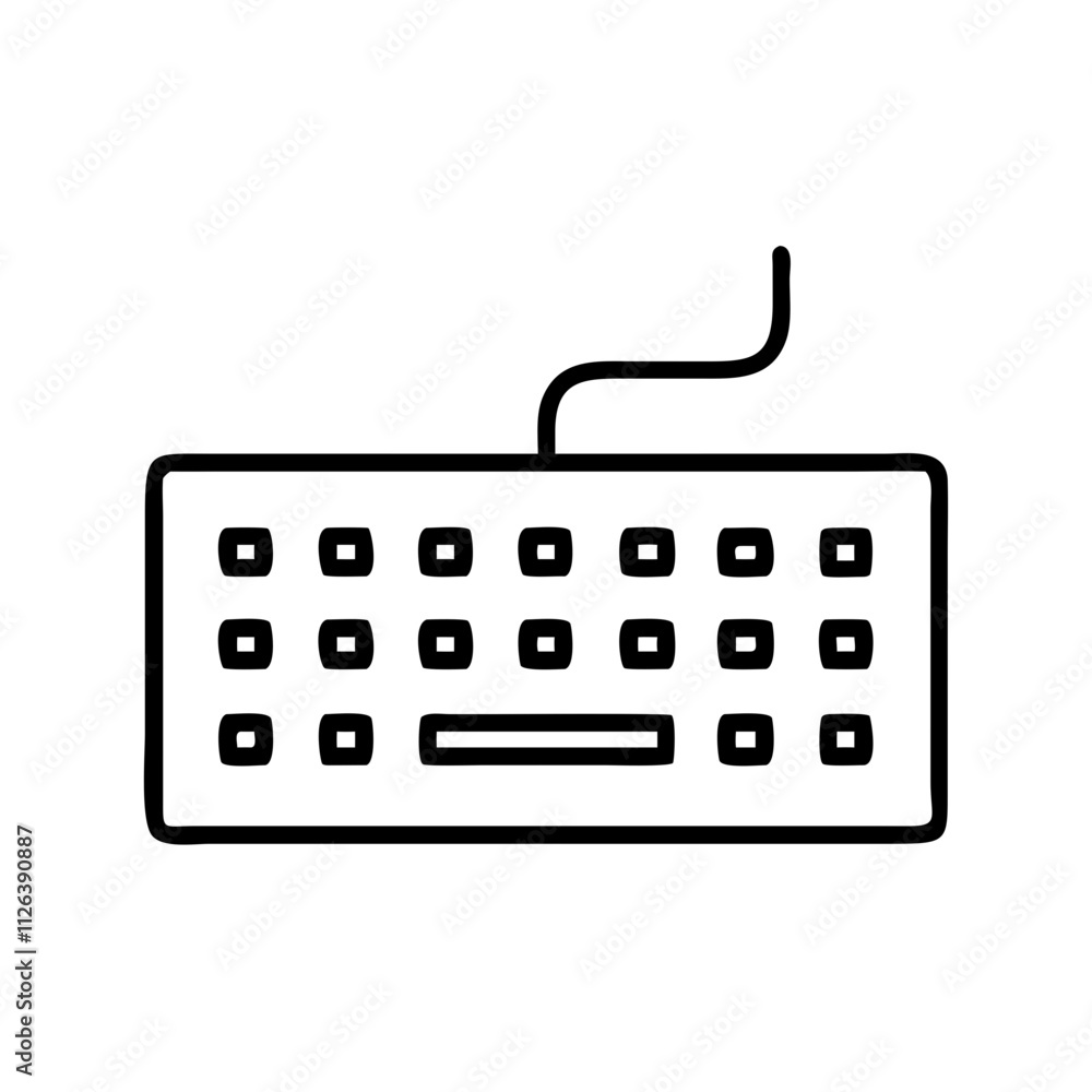 keyboard icon, technology vector icon, electronic vector illustration - black outline icon of keyboard symbolizing technology, electronic, and evolution in simple design. keyboard icon, technology vector icon, electronic vector illustration - black outline icon of keyboard symbolizing technology, electronic, and evolution in simple design.