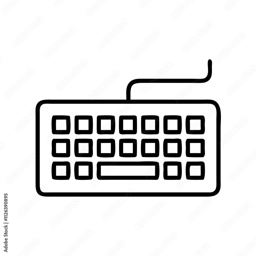 keyboard icon, technology vector icon, electronic vector illustration - black outline icon of keyboard symbolizing technology, electronic, and evolution in simple design. keyboard icon, technology vector icon, electronic vector illustration - black outline icon of keyboard symbolizing technology, electronic, and evolution in simple design.
