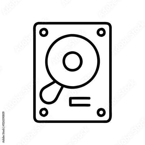 harddrive icon, technology vector icon, electronic vector illustration - black outline icon of harddrive symbolizing technology, electronic, and evolution in simple design.