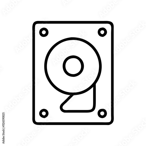 harddrive icon, technology vector icon, electronic vector illustration - black outline icon of harddrive symbolizing technology, electronic, and evolution in simple design.