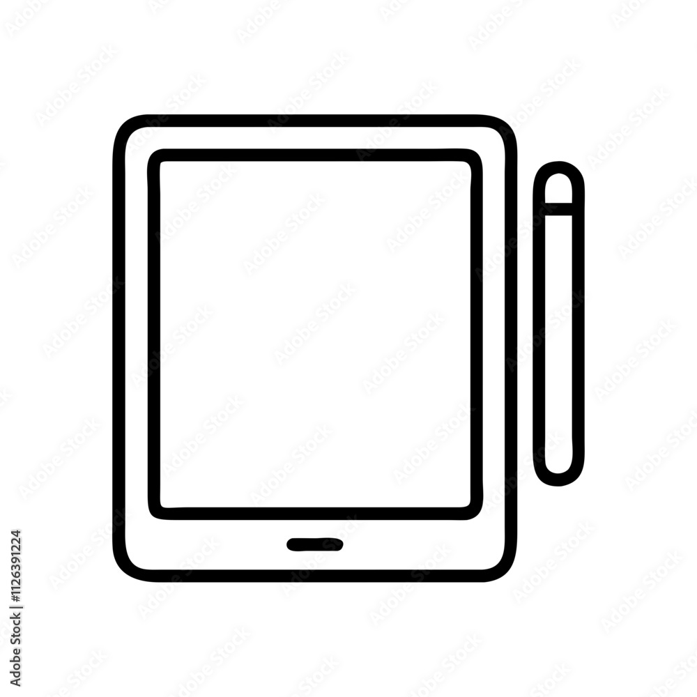 tablet icon, technology vector icon, electronic vector illustration - black outline icon of tablet symbolizing technology, electronic, and evolution in simple design. tablet icon, technology vector icon, electronic vector illustration - black outline icon of tablet symbolizing technology, electronic, and evolution in simple design.