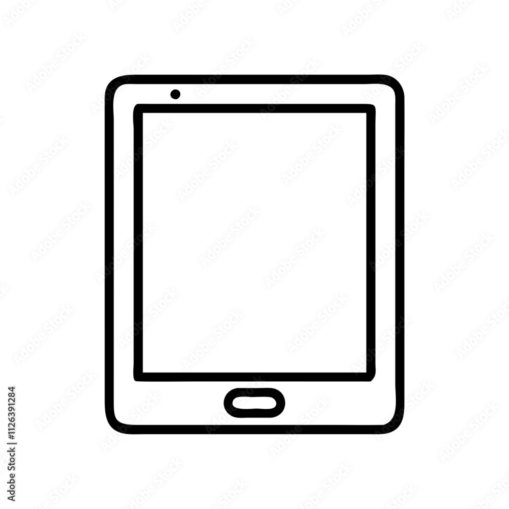 tablet icon, technology vector icon, electronic vector illustration - black outline icon of tablet symbolizing technology, electronic, and evolution in simple design. tablet icon, technology vector icon, electronic vector illustration - black outline icon of tablet symbolizing technology, electronic, and evolution in simple design.