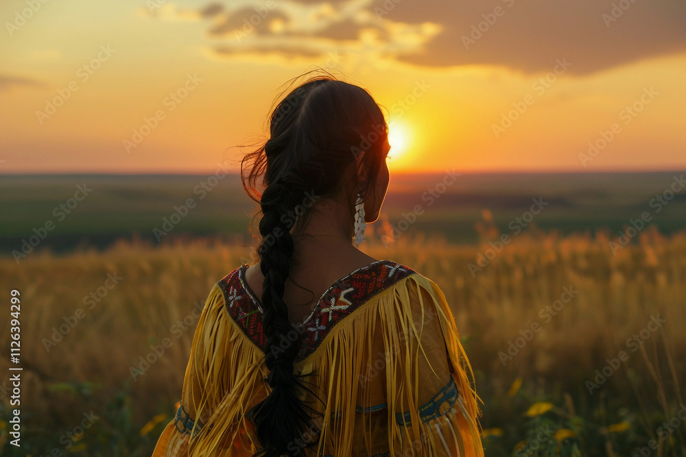 Generative AI image of Native American family members tribe celebrating family cultural heritage together Generative AI image of Native American family members tribe celebrating family cultural heritage together