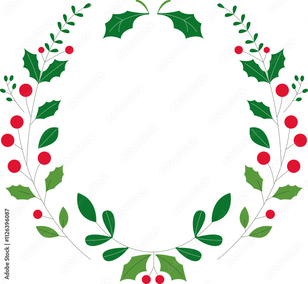 Festive Christmas Wreath Illustration - Holiday Decor Design for Seasonal Cheer Festive Christmas Wreath Illustration - Holiday Decor Design for Seasonal Cheer