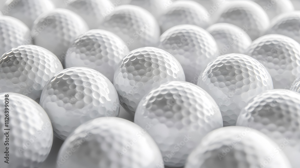 A close-up of many golf balls grouped together, isolated on white. A close-up of many golf balls grouped together, isolated on white.