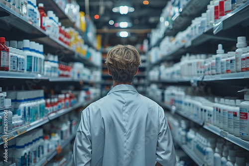 Wallpaper Mural Generative AI Image of Pharmacist at Work in a Pharmacy, medication sphere, meds prescription Torontodigital.ca