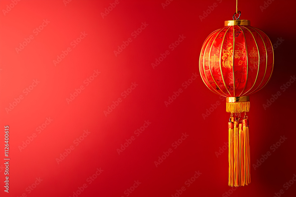 Red lantern hanging against a red background. Red lantern hanging against a red background.
