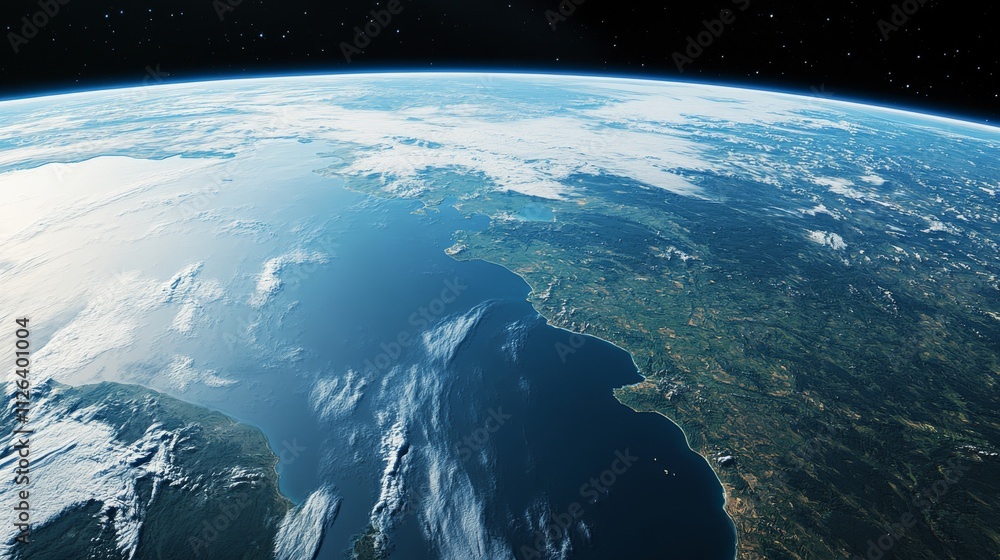 Fototapeta premium Ultra detailed, photorealistic view of Earth from space at night